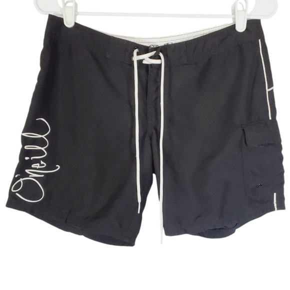 1543 * O'neill Board Shorts Embroidered Logo Black Size 3 - Picture 1 of 13